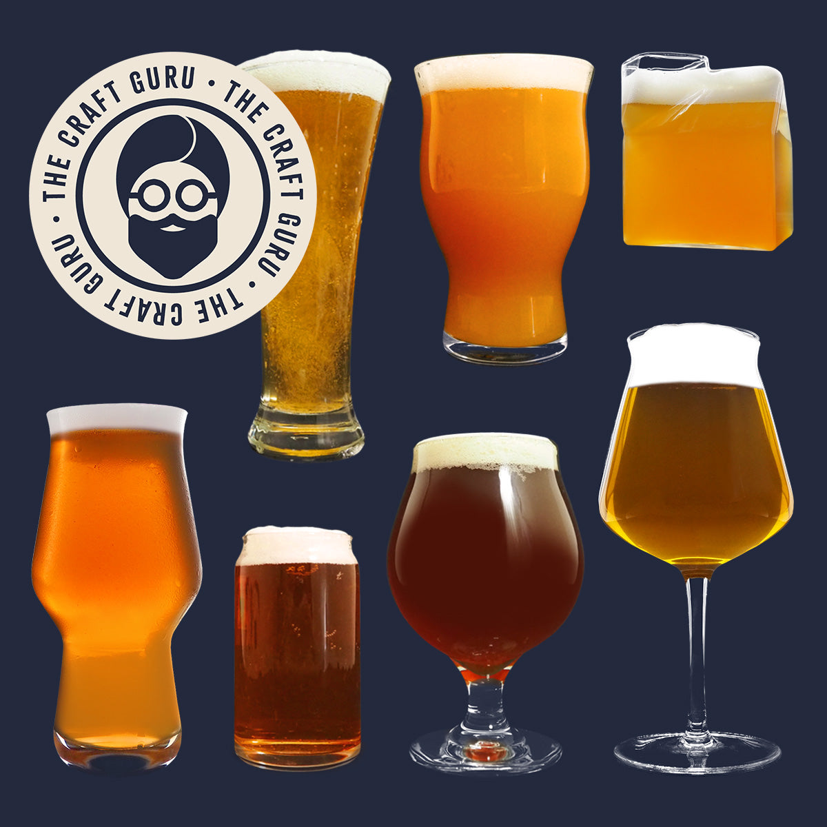 The Craft Guru | Complete 7-Glass Craft Beer Set Australia – Craft Beer ...